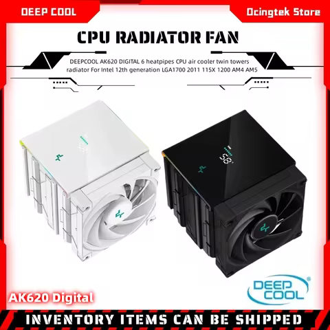 DEEPCOOL AK620 DIGITAL 6 heatpipes CPU air cooler twin towers radiator For Intel 12th generation LGA