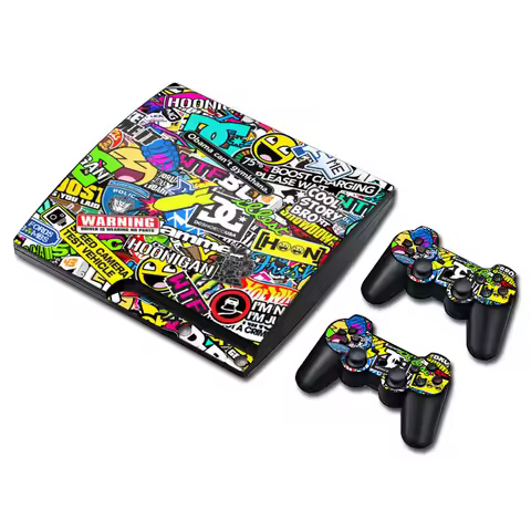 Custom Design Graffiti Skin Sticker Decal Cover for PS3 Slim Console and Controllers For PS3 Slim Sk