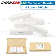 【♚】10 Pcs 20W Cement Resistor 1 2.2 2.5 10 15 51 20K ohm 20 Kohm Ceramic Wirewound Resistors SQP20W 
