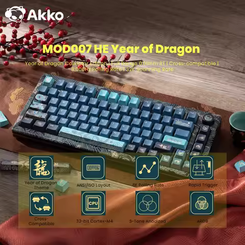 Akko MOD007 HE Year of Dragon Mechanical Keyboard RGB 75% Magnetic Switch8K Polling Rate Rapid Trigg