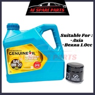 Perodua Engine Oil 0w20 3Litre 0w-20 Minyak Axia Fully Synthetic+Oil Filter Minyak Hitam Enjin Oil M
