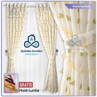 Brokenwhite yellow day curtain | Transparent smokring net | Thin pleated curtains | Curtain interior
