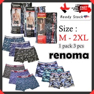 Re8810a | Renoma Boxer Army 1pack 3pcs Men Boxer Body Love 100% combed cotton Pants In Adult Men big size