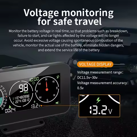 M60 / M50 Head Up Display Speed Slope Meter Digital GPS Inclinometer Car HUD Compass Overspeed Alarm