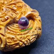 Barang antik batu md bulet warna ungu 8mm original