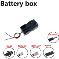 2pcs DIY 4x AA Battery Holder Storage Box Case with DC 5.5x2.1mm XH2.54 PH2.0 SM-2P Power Plug back 