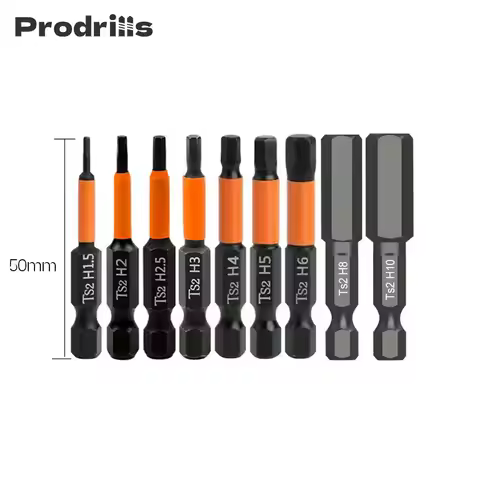 Prodrills S2 Hex Head Magnetic Screwdriver Bit Set H1.5-H10 Hexagonal Bit Set Allen Wrench Screwdriv