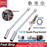 14/16mm 3/8 Magnetic Spark Plug Sleeve Socket Wrench for BMW Nissan Honda 12Point Wall Ignition Plug