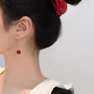 一念CECILIA顯白新款櫻桃車厘子14K包金簡約甜美個性設計圓臉耳環耳夾