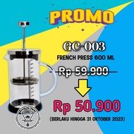 French Press 600 ml Milk Frother Coffee filter glass material GC-003