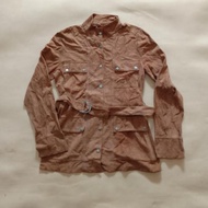 Jaket parka kulit suede Stefanel sz L