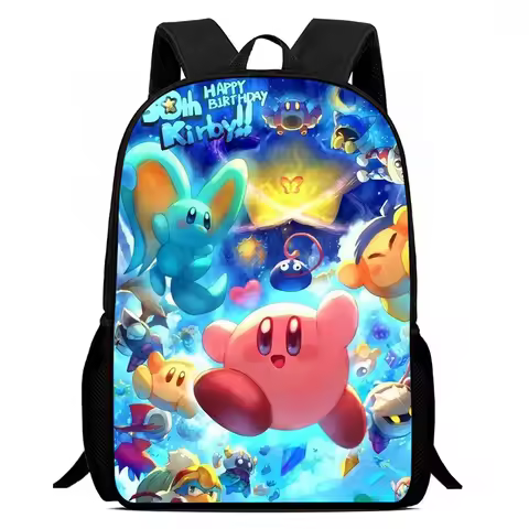 Mochila Game S-Star Kirby Print School bags for Boy Girls Cartoon Children's Backpack Book Bags Ligh