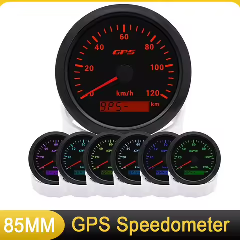 Marine GPS Speedometer 60/120 KM/H with GPS Antenna 7 Color Backlight, 85MM Speed Gauge Meter For Mo