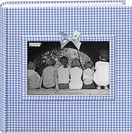 Pioneer Photo Albums 200-Pocket Gingham Fabric Frame Cover Photo Album for 4 by 6-Inch Prints, Blue