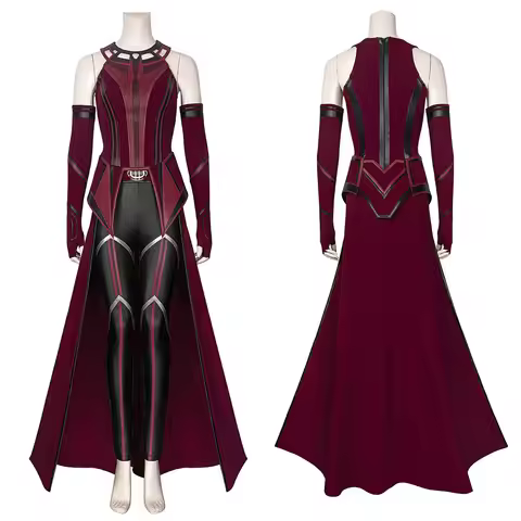 Wanda Vision Cosplay Costume Scarlet Cosplay Witch Maximoff Headwear Cloak and Pants Full Set Outfit