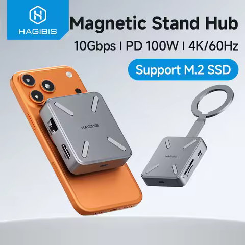Hagibis Magnetic Stand USB C Hub With 2230 SSD Enclosure Type-C Hub SD/TF 4.0 4K@60Hz HDMI Gigabit E