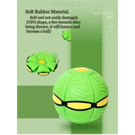 Toy Flying Flat Throw Disc Ball with LED Light Toy Bounce Saucer Deformation FootBall Outdoor Sports