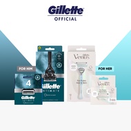 [Couple Bundle] Gillette Intimate Manscape Razor, 2 Refills + Gillette Venus For Pubic Hair & Skin /