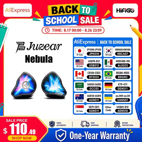 Juzear x KOTO POISE Nebula 1DD+3BA+1 Planar Hybrid In-Ear Monitor Earphones 4-Way Crossover 4 Acoust