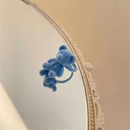 Plush Fur Bear Ring Ring Adjustable Size Cartoon Cute Ring Handmade Plush Bear Bow Ring Jewelry Gift