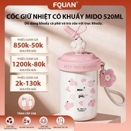 316 stainless steel thermos cup Fquan 520ml straw Coffee stirring cup Hot and cold drinks Personaliz