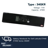 Battery Grade Original Notebook Dell Latitude E7440 E7450 Series 34GKR 47Wh  1 Year