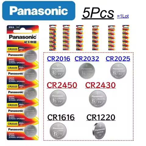 5Pcs Original Panasonic CR2032 CR2025 CR2016 CR1616 CR1220 CR2450 CR2430 battery Button cell DL2032 