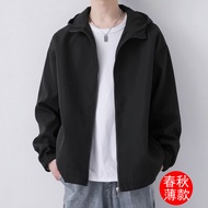 Hooded Jacket Mens Ins Trendy Spring and Autumn Parka Abrasion Resistant Winter Fleece-Lined Warm Me