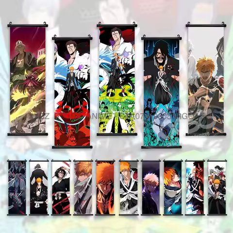BLEACH Anime Home Decoration Scrolls Picture Kurosaki Ichigo Canvas Wall Artwork Hanging Painting Ku