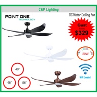 PO Eco Gust 40" / 48" / 56" 5 Blades Wifi Enabled DC Ceiling Fan with LED H1 05