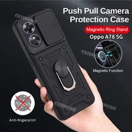2023 Oppo A78 5G Shockproof Armor Casing Car Magnetic Ring Stand Holder Push Pull Camera Protect She
