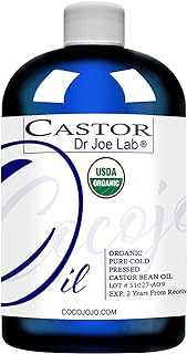 Dr Joe Lab Pure Castor Oil - Certified USDA Organic - 100% Pure, Cold Pressed Best for Hair, Beard, Nails, Skin, Body, Eyelashes, Eyebrows, Brows Moisturize Hexane-Free, 8 Ounce Premium Grade