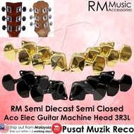RM HQ Semi Diecast Semi Closed Acoustic Electric Guitar Machine Head SET 3R3L Guitar Tuner Pegs 3L3R
