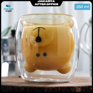 One Two Cups Aesthetic Double Wall Bear Glass 250ml - CIQ38