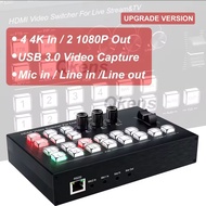 4K 4 Channel HDMI Video Multi Camera Switcher for Live Broadcast Streaming Production Video Mixer Sw