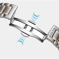 Fiyta Strap Men Women Original Butterfly Buckle Stainless Steel with Flower Language Four-leaf Clove