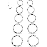 Dyknasz 10PCS 14G Surgical Steel Hinged Clicker Segment Nipple Rings Septum Lip Ring Hoop Cartilage 