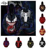 New Venom 3D Printed Outwear Hoodies Full Zipper Anime Fashion Casual Sweatshirts Fitness Clothing