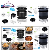 [deevoka] 12pcs/set 8' Air Fryer Accessories 4.2QT-6.8QT Skewers Rack Baking Papers