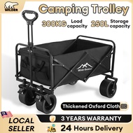 300L Outdoor Wagon Trolley Heavy Duty 10 inch Troli Barang Camping Trolley Foldable Trolley Shopping