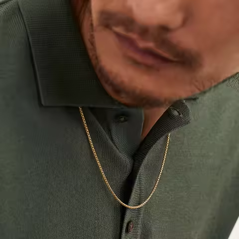 Hip Hop Necklaces For Men Stainless Steel Necklace 3MM Square Pearl Choker Gold Color Rapper Chain P