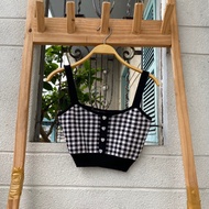 2hand 2-strap plaid shirt, waist 56 to 70cm, length 35cm, code 279