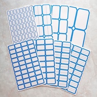 5 Sheets Retro Vintage Style Blue Border Sticker, Blue Frame Planner Classic Label, Freezer Food Name Label Sticker
