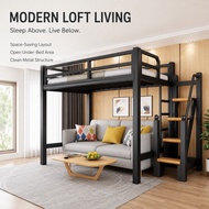 UPGRADED Strong Steel Loft Bed Single Queen Double Decker Bunk Bed Loft Bed Double Decker Adult Kati