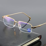 JN IMPRESSION Fashion Gold Anti-blue Light Flat Mirror Reading Glasses High-end Half-frame Reading G