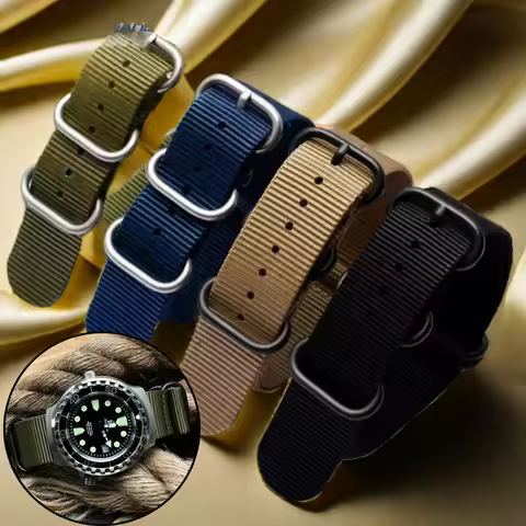 Ring Buckle metal watch Strap Heavy Duty Nylon Watchband 20mm 22mm Men Canvas Bracelet For Seiko 5 C