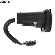 JUSTO 4 Pin to 7 Pin Adapter, 4 Way Flat Waterproof Trailer Adapter Plug, Socket Adapter 6-24V 7 Way