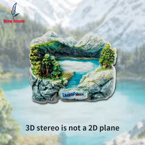 1PC British Scotland Loch Ness Scenic Creative 3D Sticker for Refrigerator, Travel Souvenir, Home De
