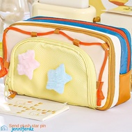 JENNIFERDZ Y2K Star Stationery Bag, 7 Multilayer Desktop Storage Korean Pencil Case, Cloth Pen Bag L