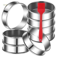 8Pack English Muffin Rings 4 Inch Crumpet Rings Stainless Steel Double Rolled Tart Rings, Cooking Pa